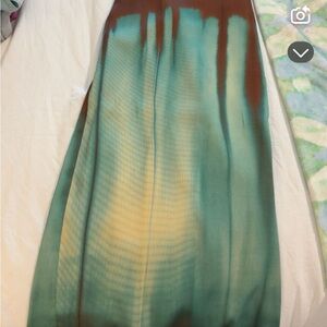 Zara Blue and Brown Maxi A-line Skirt